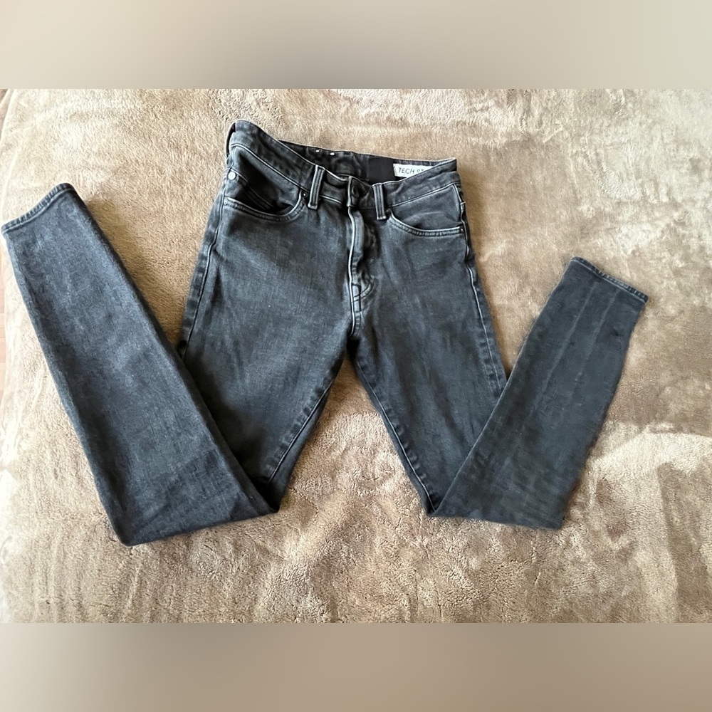 360 Tech Stretch Womens Skinny Low Rise Waist Cropped Jeans Gray 29